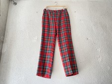 1970s red TARTAN PLAID STRAIGHT LEG PANTS/TROUSERS 32 x 31 Holiday/Christmas