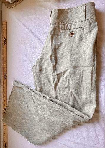 Gunex Pants Tan Linen Wide Leg Size 8 Belt Loop Pockets See Through - Picture 2 of 12