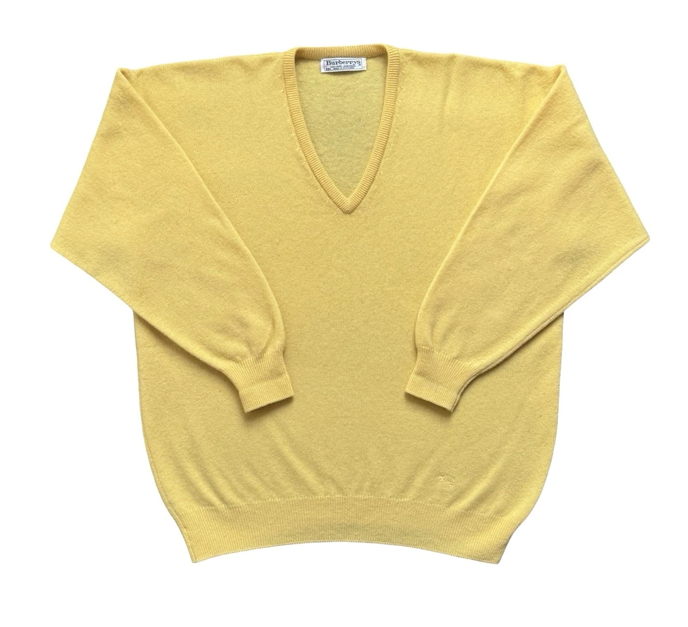 Vintage Burberry 100% Pure Lambswool Jumper Yellow Mens 2XL XXL Wool