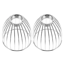  2 Pcs Bedroom Pendant Lamp Shade Iron Cage Light Metal Drum Chandelier Cover