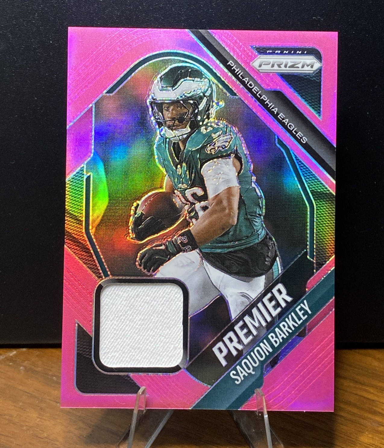 2025 Panini Prizm - Premier Jerseys Saquon Barkley #PJY-SBY Pink Prizm (MEM)