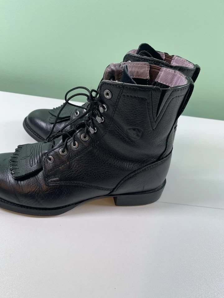 Botines vintage ARIAT ATS Kiltie Roper cuero negro para mujer EE. UU. 9,5 B Foto 4 de 4