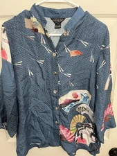 Citron Santa Monica Womens Silk Blouse Top Small Japan 