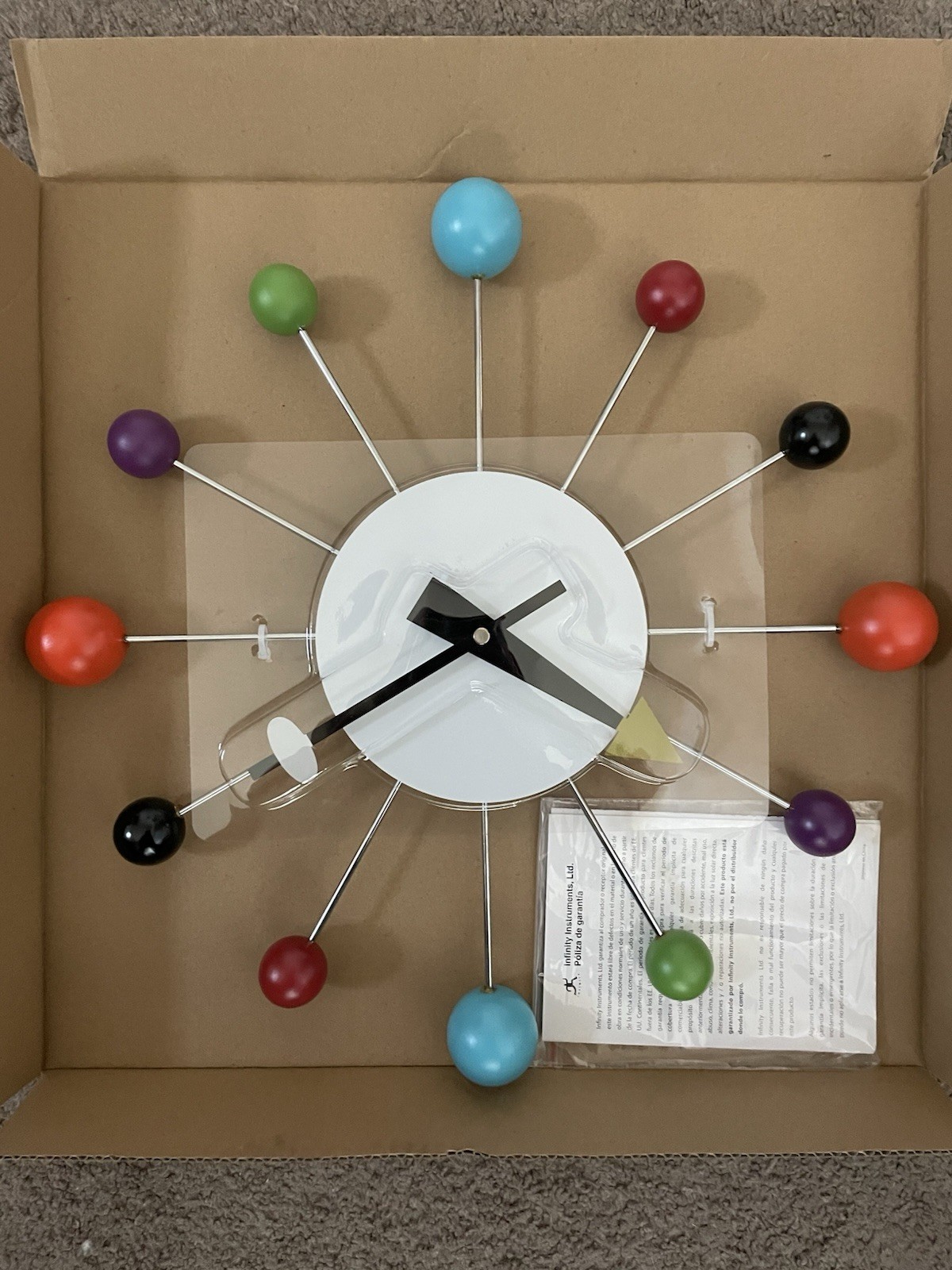 Mid-Century Modern 15" Orb Spoke Starburst Wall Clock