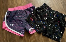 Under Armour Kids 3T Shorts Pink Black Loose Fit Elastic Waist