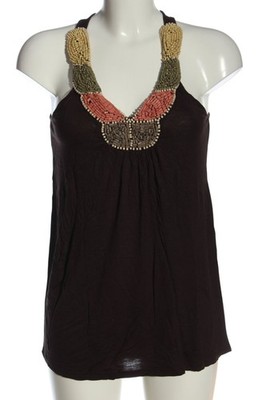AMISU Tanktop Damen Top Gr. DE 38 dunkelbraun Casual-Look
