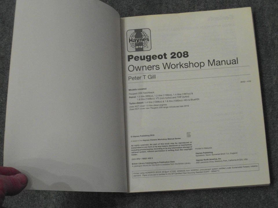 HAYNES PEUGEOT 208 2012-2019 PETROL & DIESEL 2019 edition MINT Unused - Image 4 of 4