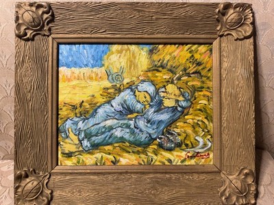 After Van Gogh ''The Siesta'' Oil On Canvas Painting - Signed And Framed