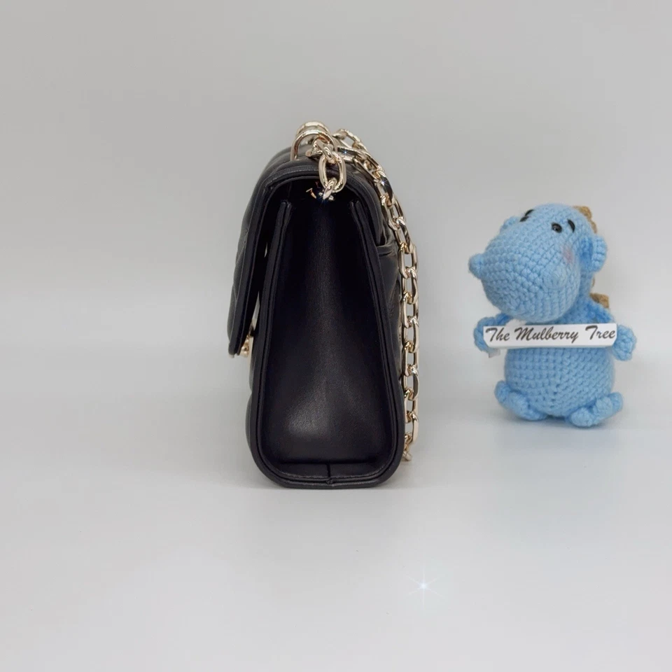 Michael Kors Serena Medium Crossbody Shoulder Bag Black Leather Gold Chain Purse - Image 3 of 4