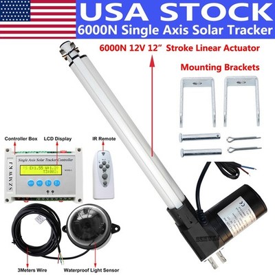 Single Axis Solar Tracker LCD Controller W/ 12V 6000N 12'' Stroke Linear Actuator