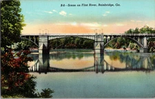 Postcard Scene On Flint River Bainbridge Georgia Linen Unposted