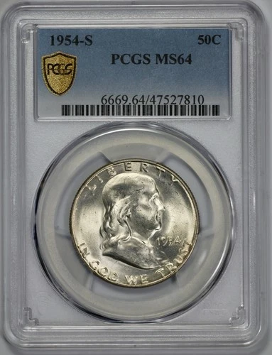 1954-S Franklin 50c Silver Half Dollar PCGS MS 64