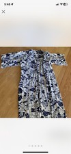 Vintage Japanese Blue and White Graphic Samurai/Ukiyo-e Print Cotton Yukata Robe