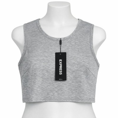 Express Crop Tank Top Women XL Gray Sleeveless Stretch NWT
