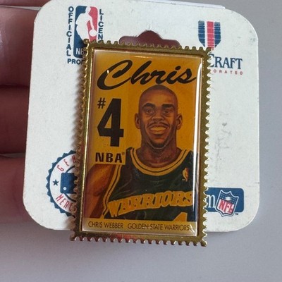 Vintage WinCraft Chris Webber #4 Golden State Warriors NBA Pin Card Stamp Rare