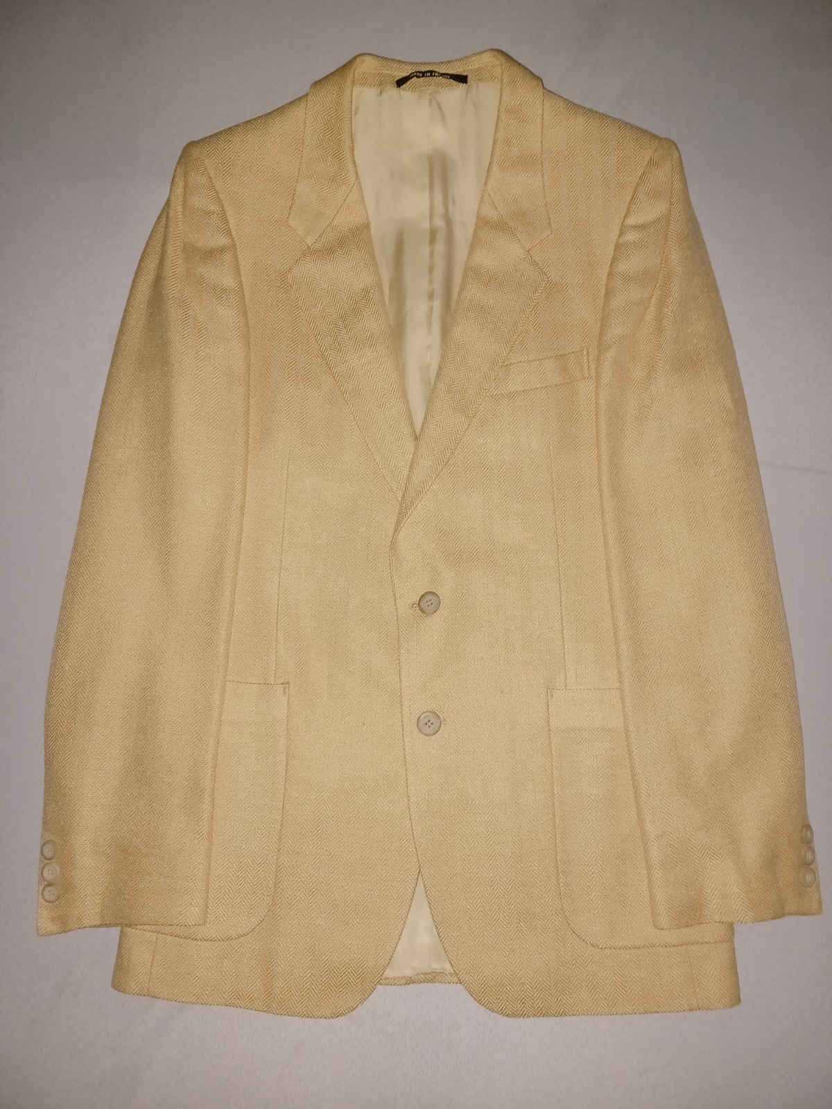 Giacca sportiva vintage uomo Yves Saint Laurent anni 70 beige seta taglia 38R Francia