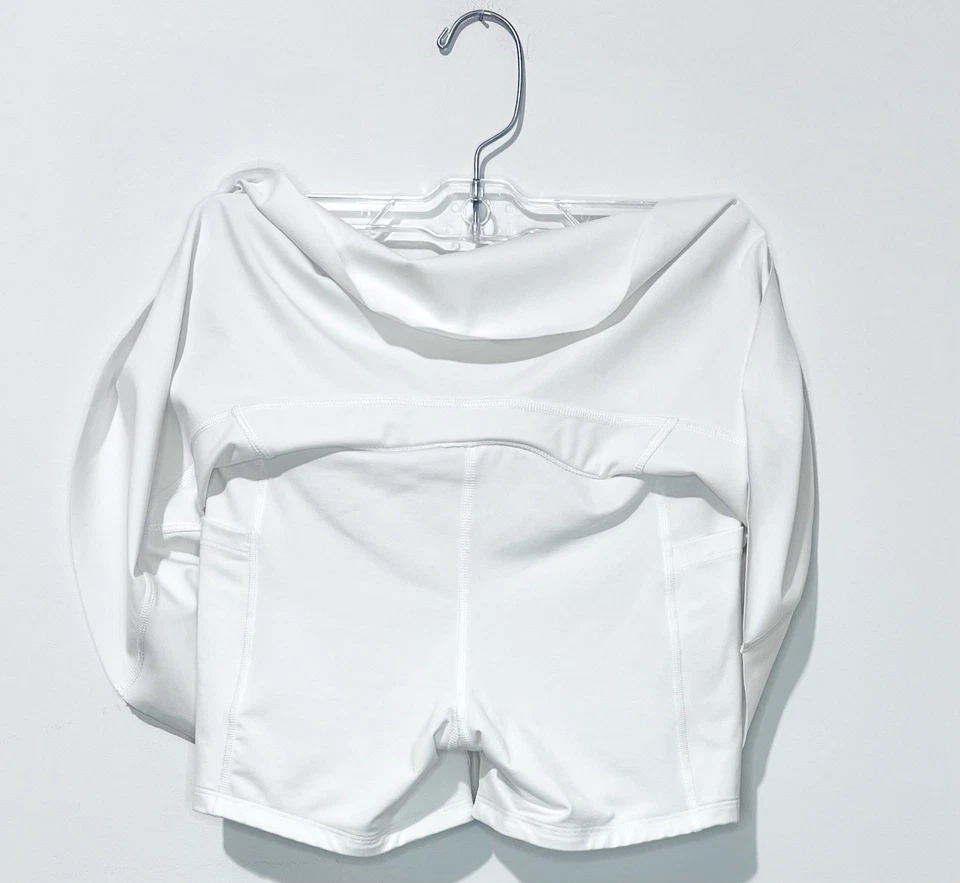 Skort de Tênis Athleta Ace 13,5" Feminino XXS Branco Zíper Bolsos Saia Shorts Logotipo - Imagem 3 de 4