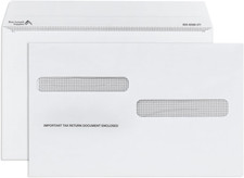 25 W2 Tax Envelopes, 4-Up Box, Self Seal, 5 5/8" x 9"