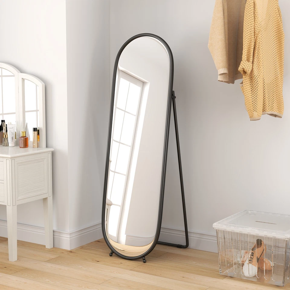 HOMCOM Grand miroir sur pied 40x4x160cm Noir - Photo 3/4