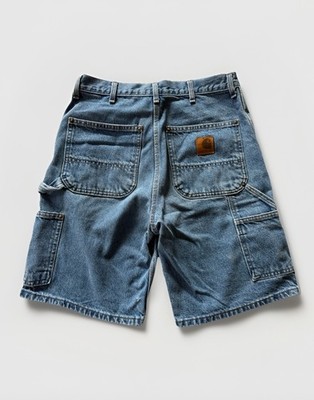 カーハート VTG '99 CARHARTT DOUBLE KNEE SHORTS 32x9.5 FADED DENIM JEANS MADE