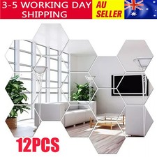 Non Glass Mirror Sheets Acrylic Self adhesive Hexagon Mirror Tiles Wall Stickers