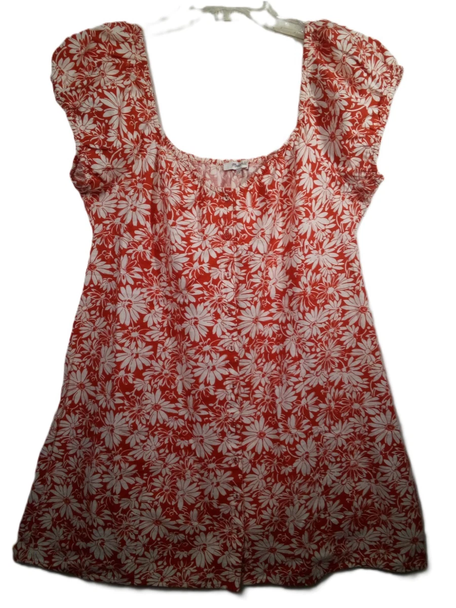 madewell red linen dress Women's Splitneck Mini Dress in 100% Linen - Size 00