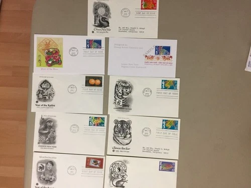 Nine US CHINESE YEAR fdc