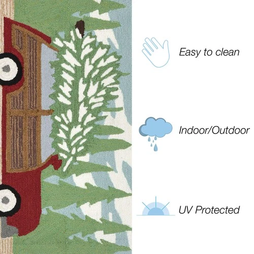 Front Porch Woody Wonderland Pine Indoor/outdoor Rug 20 X 30 Dark Green And B - Picture 3 of 9