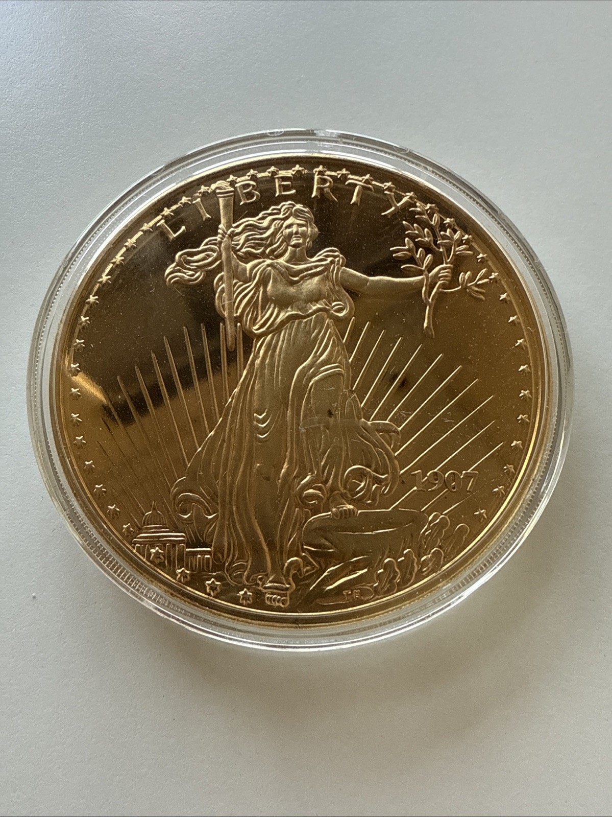 The Jumbo Gold Dream 1907 Proof Double Eagle Large Medal 24k Layered