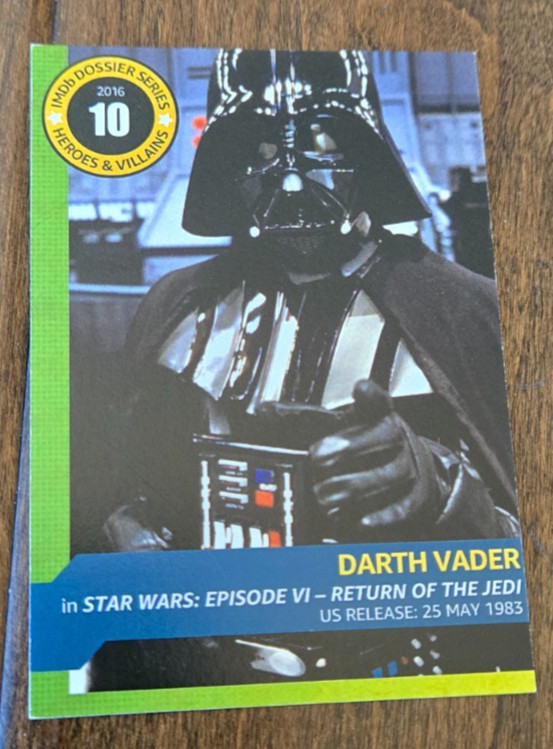 2016 SDCC COMIC CON EXCLUSIVE IMDB DOSSIER PROMO CARD DARTH VADER STAR WARS # 10