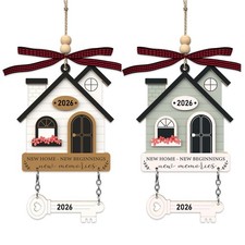 2Pcs House Warming Gifts New Home Ornament 2026 - Wooden First New Home Gift ...