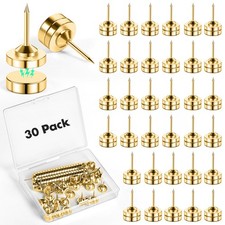 GOOLADA 30 Sets of Thumb Tacks for Wall, Magnetic Push Pins, 30Pack, Gold