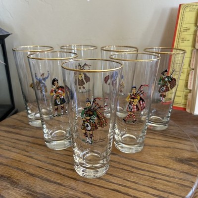 7 VINTAGE Libbey Scottish Highlander Whiskey Cocktail Bar Tumblers