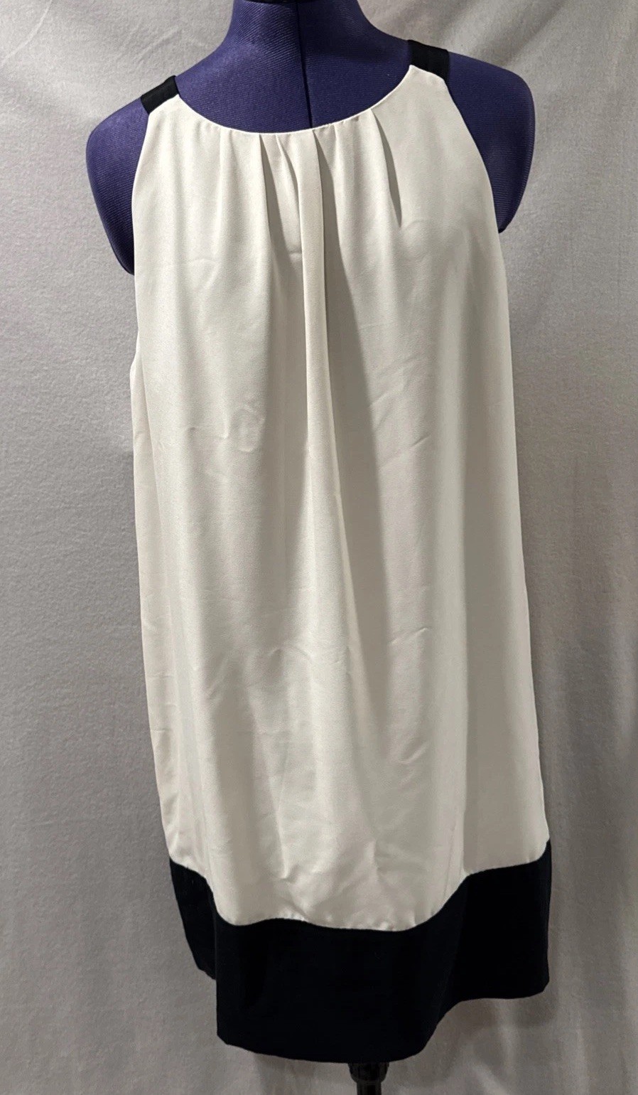 Zara Basic Women Blousons Sleeveless Strap Black Trim Ivory Dress Sz L
