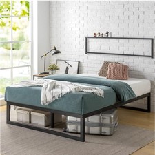 Abel Metal Platform Bed Frame / Mattress Foundation with Steel Slat Support /...