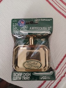 SOLID BRASS Decor Bathware Americana II Soap Dish w/Tray NEW Vtg