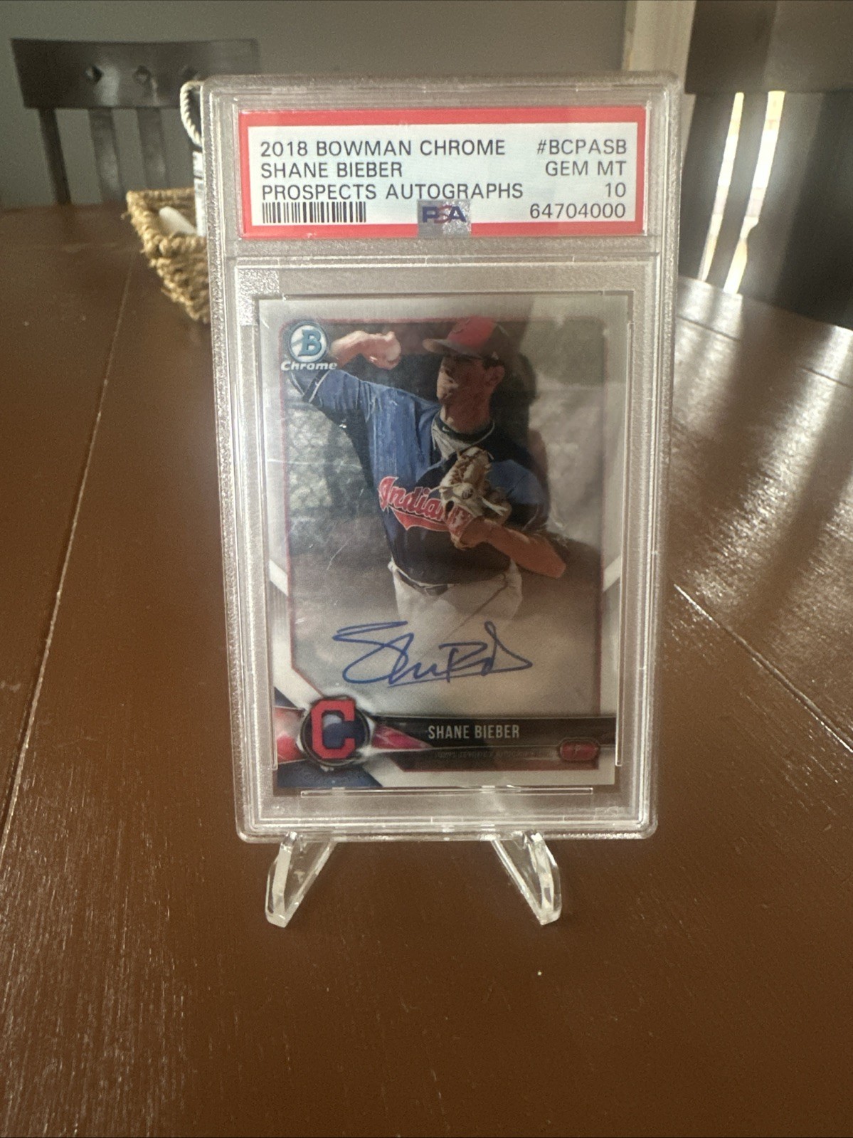 2018 Bowman Chrome - Prospect Autographs Shane Bieber #BCPA-SB (AU, RC) PSA 10