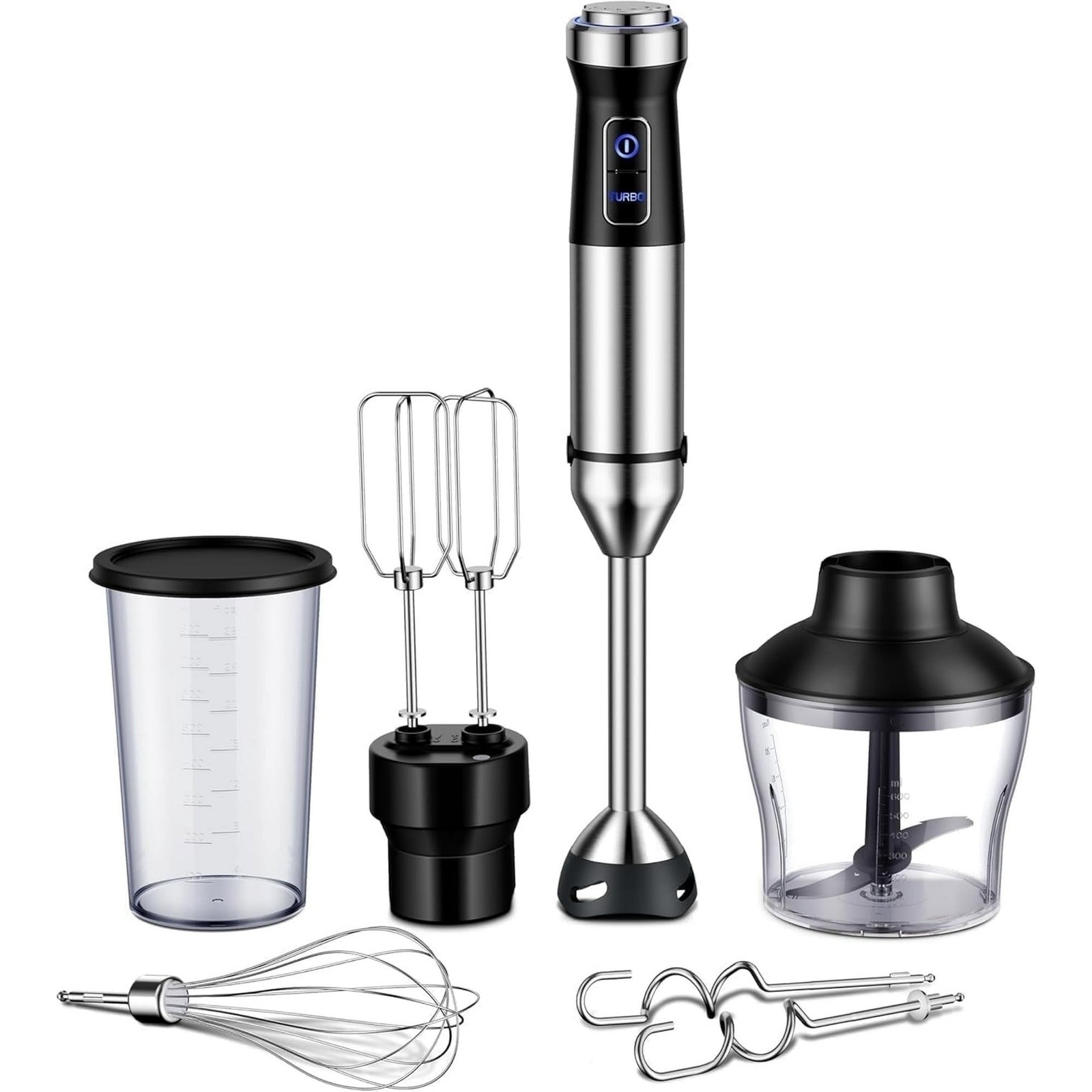 1000W Handheld Hand Blender 6-in-1 Immersion with Chopper, Whisk and Frother