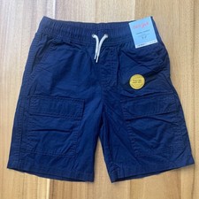 Cat  Jack Boys Navy Cargo Shorts Elastic Waist Drawstring Cotton Pockets Medium