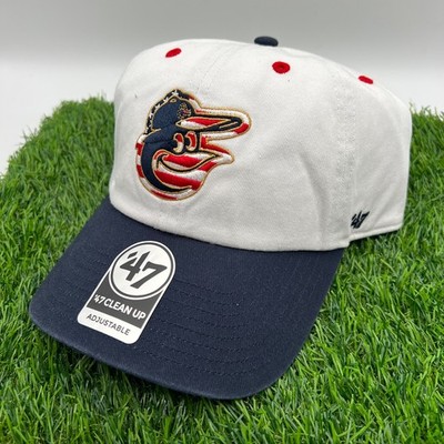 '47 Baltimore Orioles Patriotic Flag Fill White Navy Clean Up Strapback Dad Hat