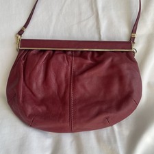 Vintage Leather Red Burgundy Purse Clutch Handbag Made in Italy