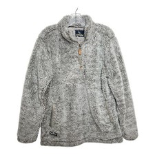 Simply Southern Sherpa Fleece Quarter Zip Pullover Sweatshirt Gray Size M
