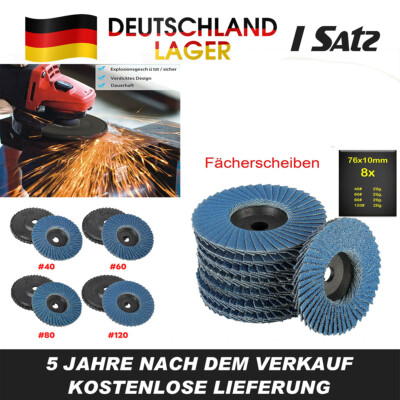 8x Fächerscheiben Set 40/60/80/120 Für Bosch GWS 10,8-12V-76mm Winkelschleifer