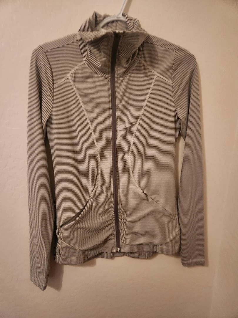 lole full zip running stripe activewear jacket