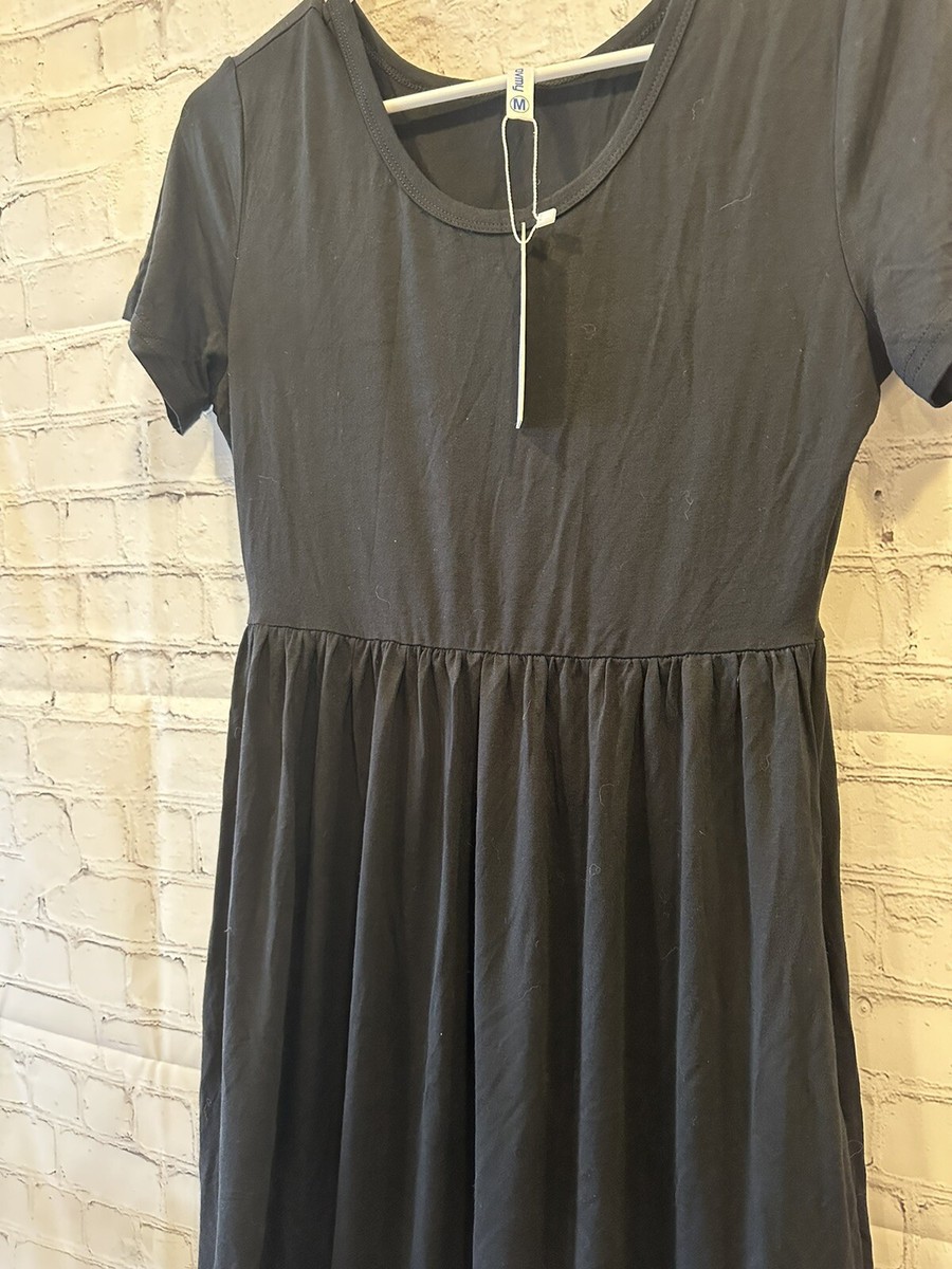 EUOVMY Womens Short Sleeve Loose Maxi Dresses Casual Long Dress w/ Pockets  Black | eBay