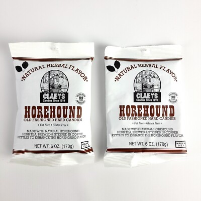 (Lot of 2) Claeys Horehound Old Fashioned Hard Candy Natural 6oz New 08/2025