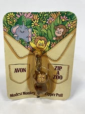 Vintage 1983 Avon Zip A Zoo Modest Monkey Zipper Pull Charm New / Sealed