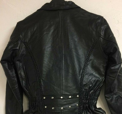 NUEVO Para mujeres Cuero Negro Chaqueta de Motocicleta Chaqueta de Motociclista Abrigo OCULTAR PARA LLEVAR - Imagen 10 de 12