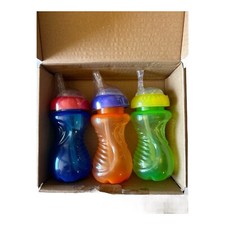 3-Pack Nuby Sippy Cups Flexi Straw w/ Clik-It Leak-Proof Lid New Open Box