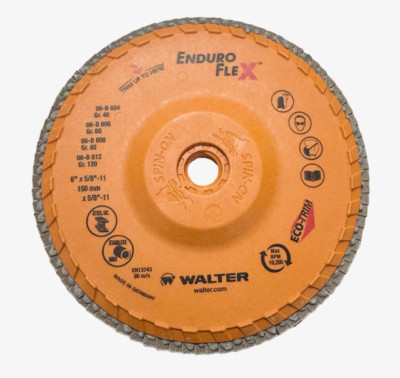 Walter Enduro-Flex 6'' x 5/8-11 Flap Disc 120 Grit Zirconia Alumina Spin-On